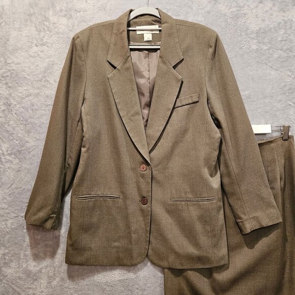 Norton McNaughten Skirt Blazer Set Womens 10 Brown Jacket Pencil Skirt USA Made - Picture 2 of 15